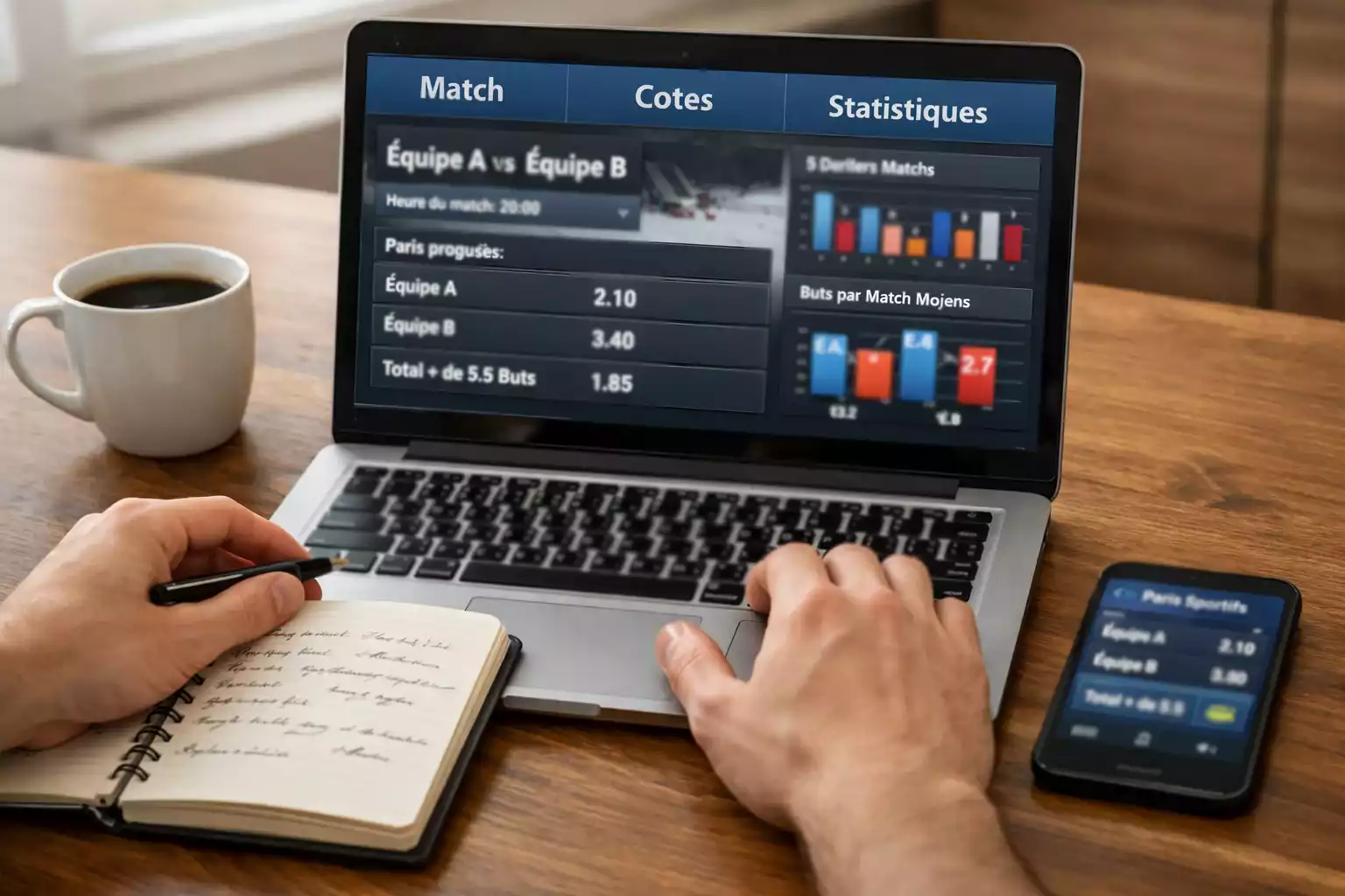 Analyse de paris sportifs hockey avec écran affichant des statistiques de match