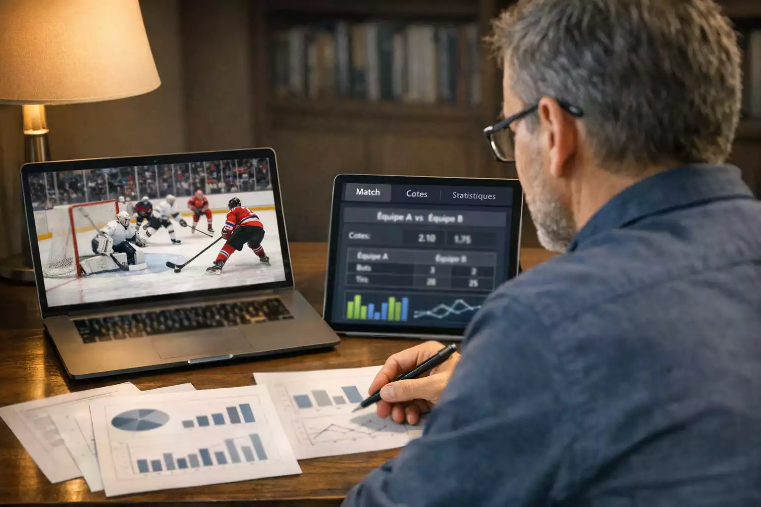 Expert analysant plusieurs sources de données hockey