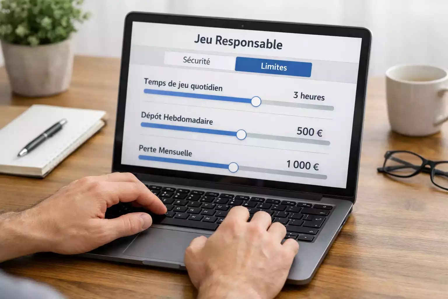 Personne utilisant les outils de limite de jeu sur ordinateur