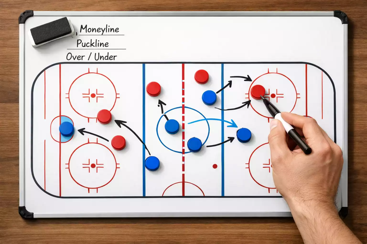 Schéma tactique de hockey sur tableau blanc
