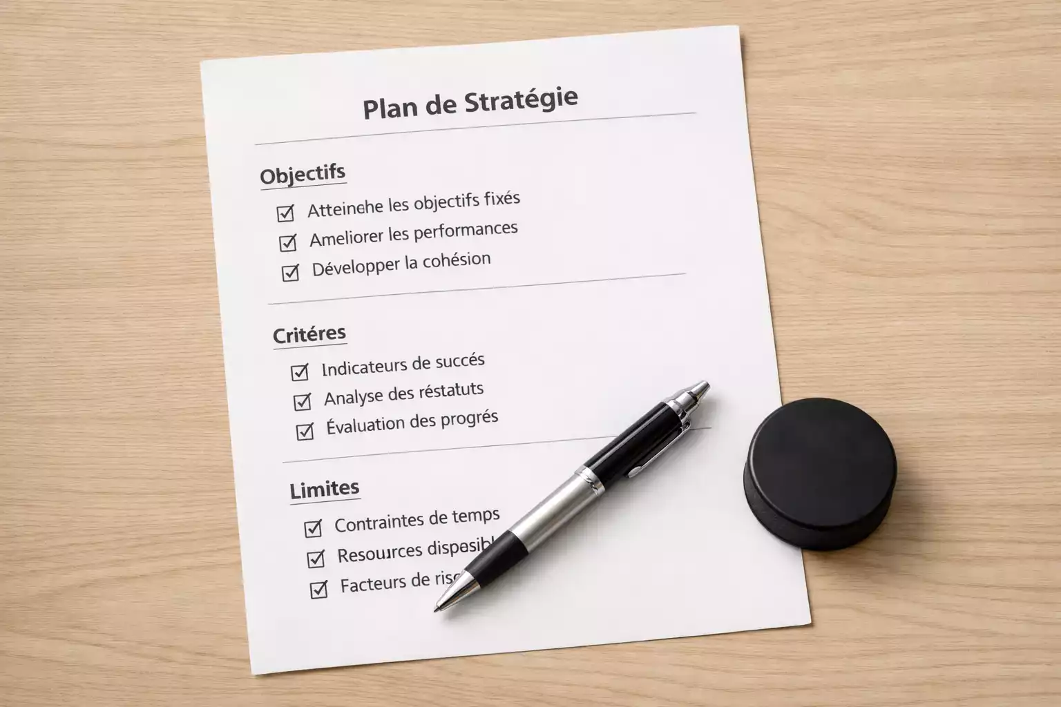 Document de planification avec objectifs et stratégie de paris