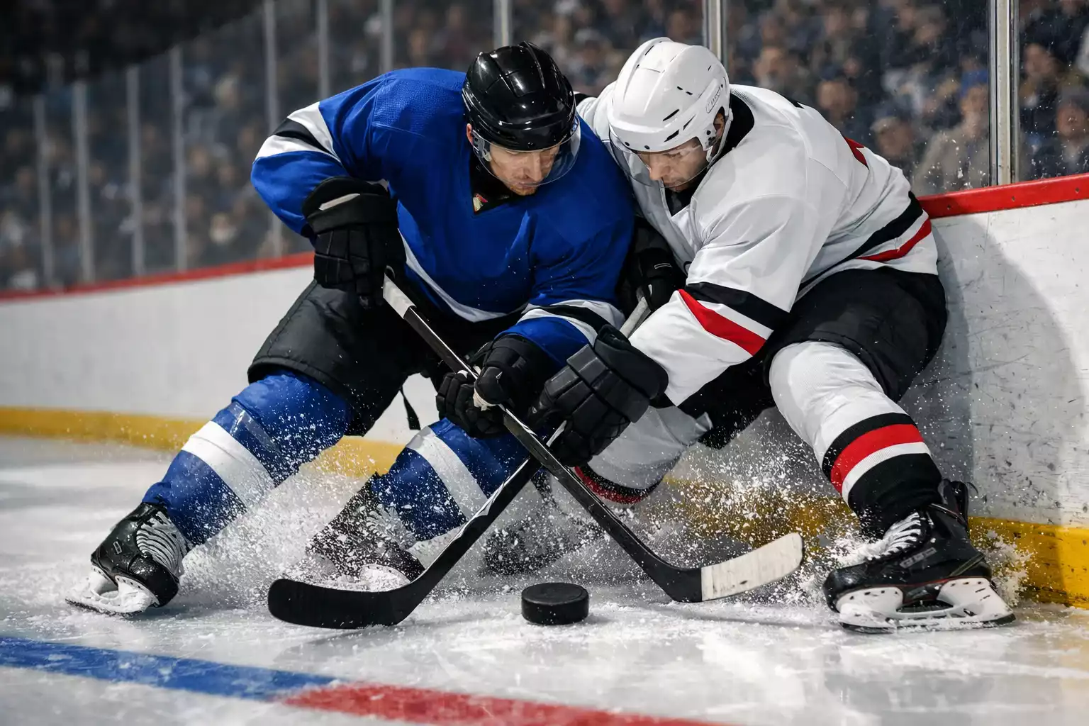 Action de jeu lors d'un match de hockey NHL avec des joueurs sur la glace